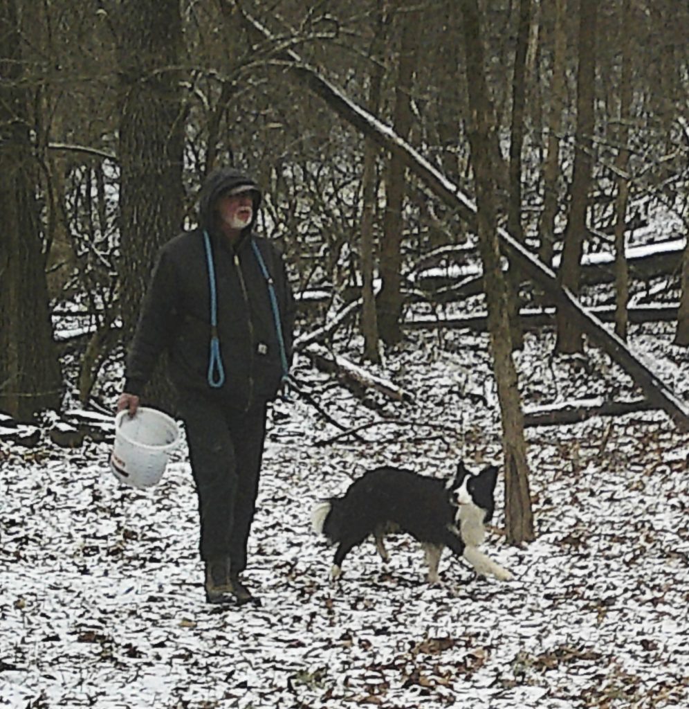 OXO and Me taking a walk in the snow. Feb 2025.